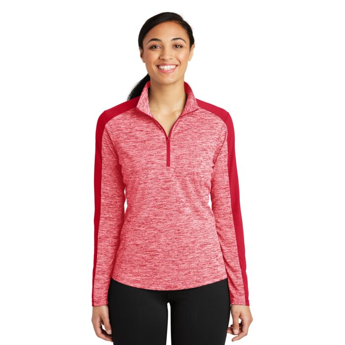 Women's PosiCharge ® Electric Heather Colorblock 1/4 Zip Pullover Thumbnail