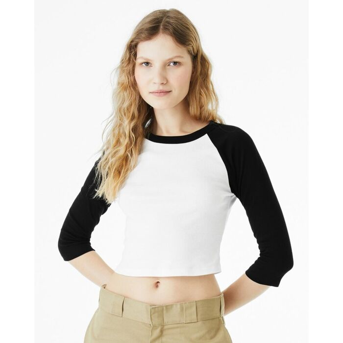 Women's Micro Rib 3/4 Raglan Sleeve Baby Tee Thumbnail