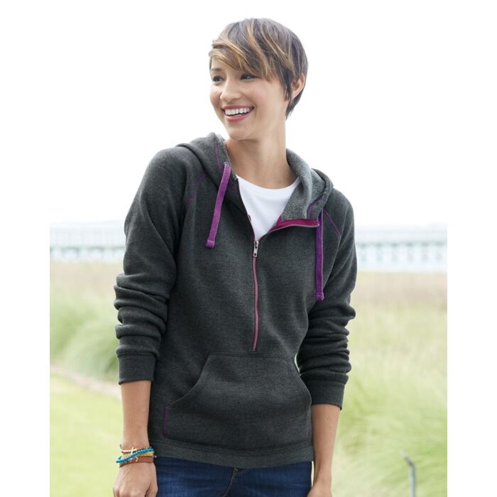 Women's Half-Zip Triblend Hooded Pullover Sweatshirt Thumbnail