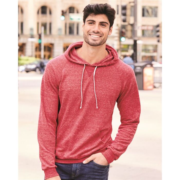 Snow Heather French Terry Raglan Hooded Sweatshirt Thumbnail